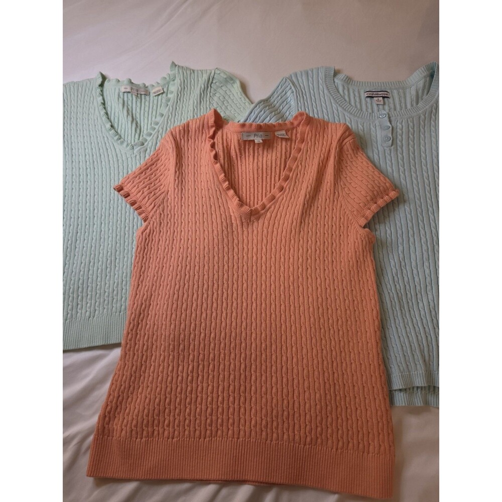 Women's Knit Sweater Top Lot of 3 Size M/L Croft & Barrow Pria Merona Pastel...